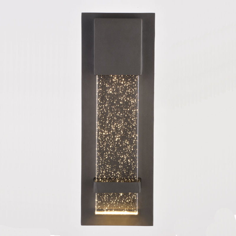 Applique murale d'extérieur contemporaine 1 lumière DEL en aluminium gris avec verre transparent Wabash