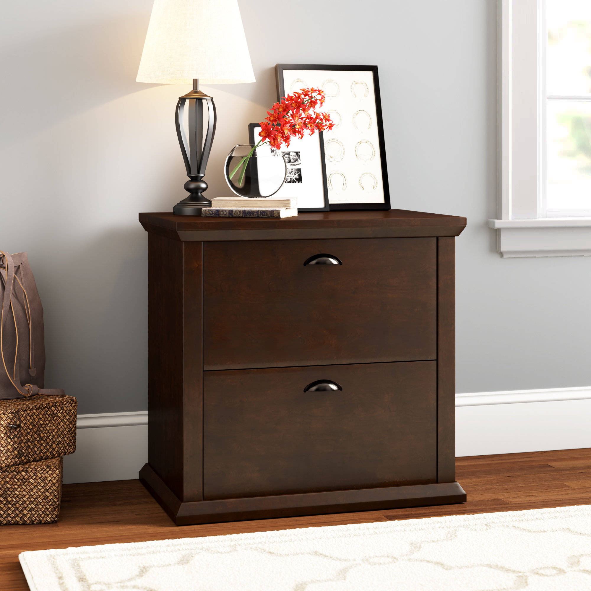 Desktop cabinet with 10 plastic drawers in 2 columns for A4 paper