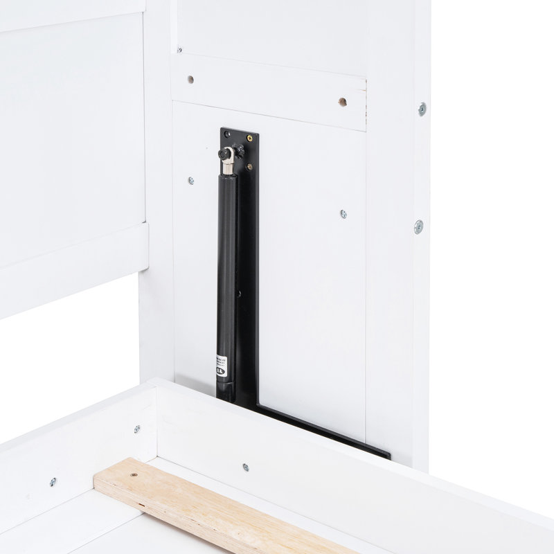 Grand lit confortable avec armoires sur le dessus - Maximisez l'espace de vie grâce à l'armoire murale blanche pour les bureaux