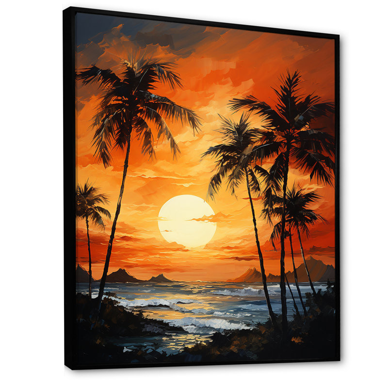 Tangerine au crépuscule tropical, Cadre flottant noir, H 20 po x l 12 po x P 1 po