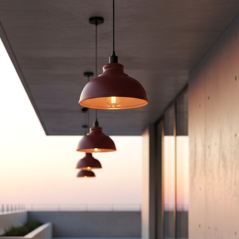1 - Light Dome Pendant, Burgundy