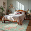 Tapis lavable à motif floral rétro avec envers antidérapant pour le salon, la chambre à coucher et la salle à manger-1166378663-1153398372
