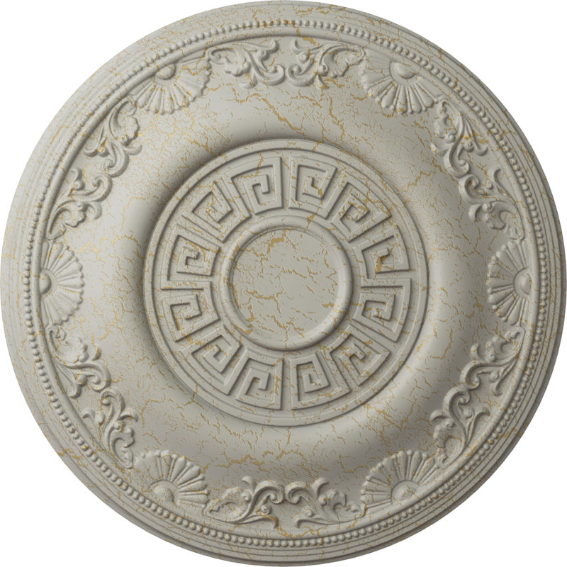 Endurathane Nestor Ceiling Medallion, 25 7/8"OD x 2 1/4"P (Fits Canopies up to 5"), Hand-Painted Pot of Cream Crackle Finish