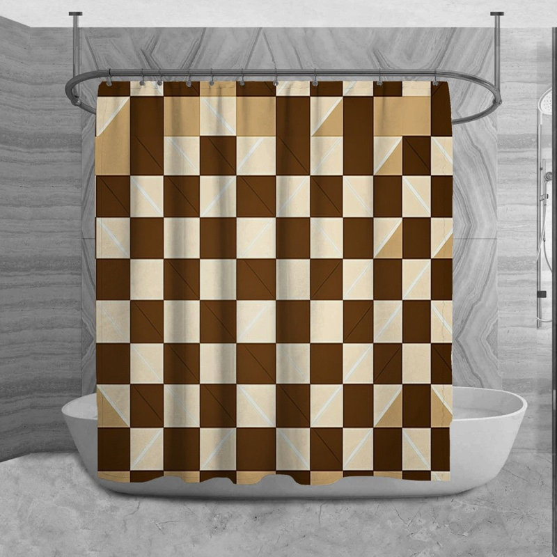 Rideau de douche à carreaux Aggaria, H 73 po x l 70 po