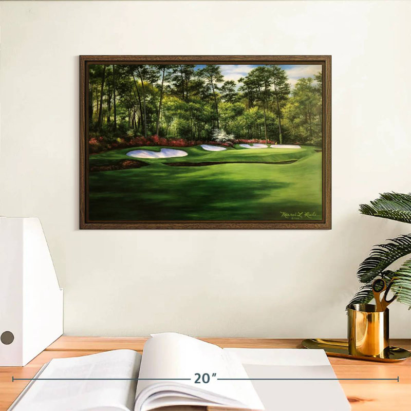 Augusta National 13th Hole I, 13" X 9", Floating Frame Walnut