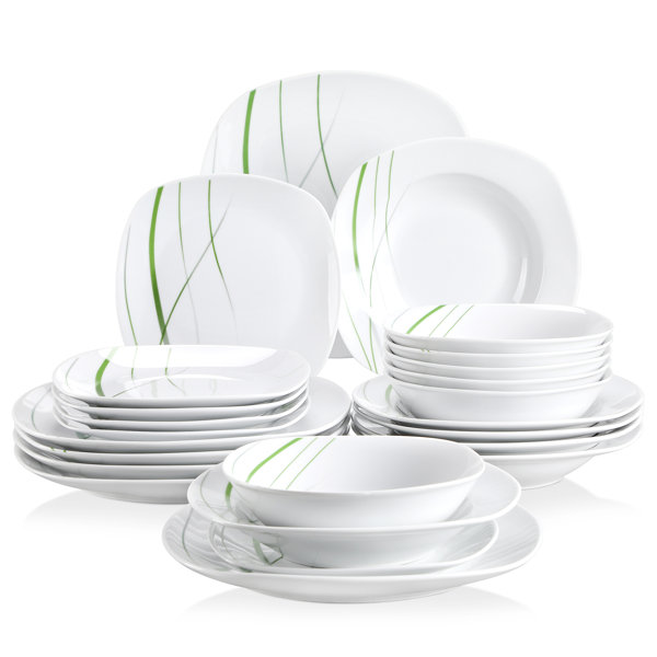 MALACASA Annie Porcelain China Dinnerware Set - Service for 12