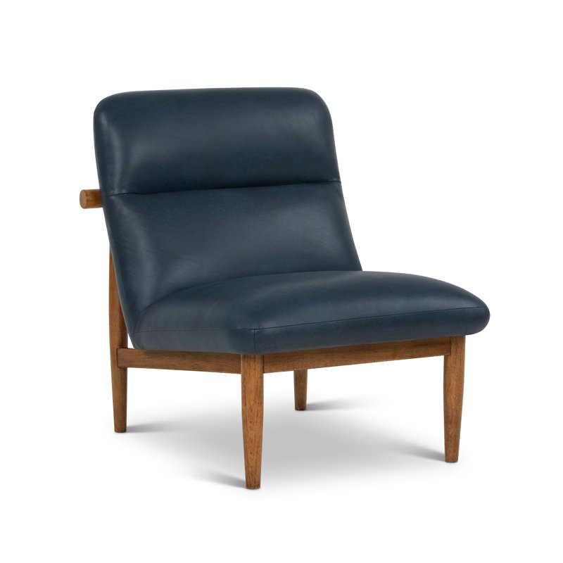 Hudson Leather Accent Chair, Oxford Blue Genuine Leather
