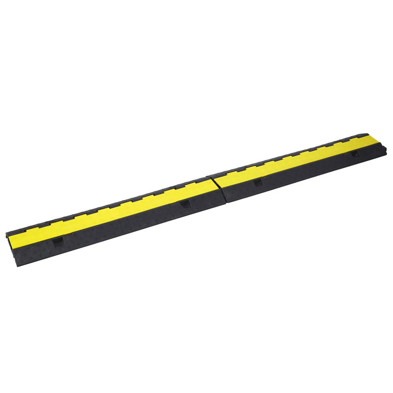 Cable Protector Ramp, 2 Channels Speed Bump Hump, Rubber Modular Speed Bump Rated 11000 LBS Load Capacity, Protective Wire Cord Ramp Driveway Rubber Traffic Speed Bumps Cable Protector,5 Packs