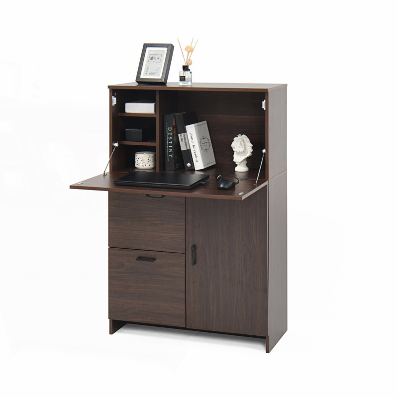 Armoire de bureau avec tiroir de rangement et tablettes, armoire de salon