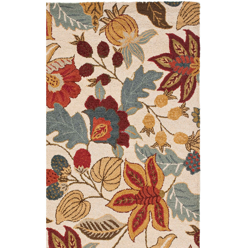 Tapis floral en laine crocheté à la main Emrick, Rectangle 6 pi x 9 pi