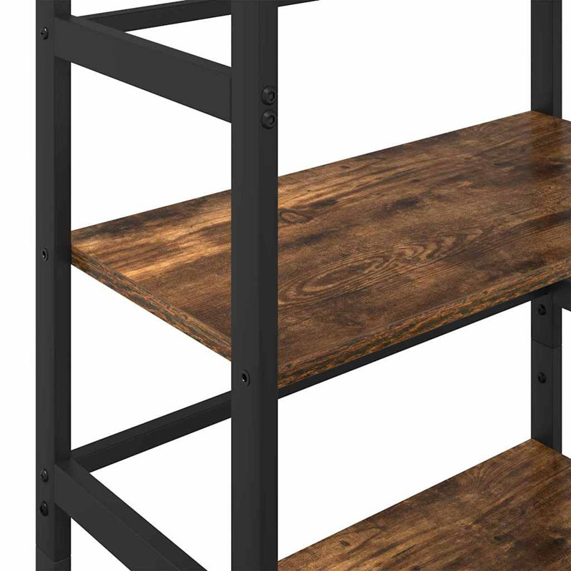 Steel Etagere Bookcase, Smoked Oak, (3 Shelves) 115cm. H x 60cm. W x 29.5cm. D