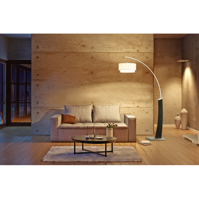 81'' Satin Nickel Black Arched Floor Lamp with Dimmer