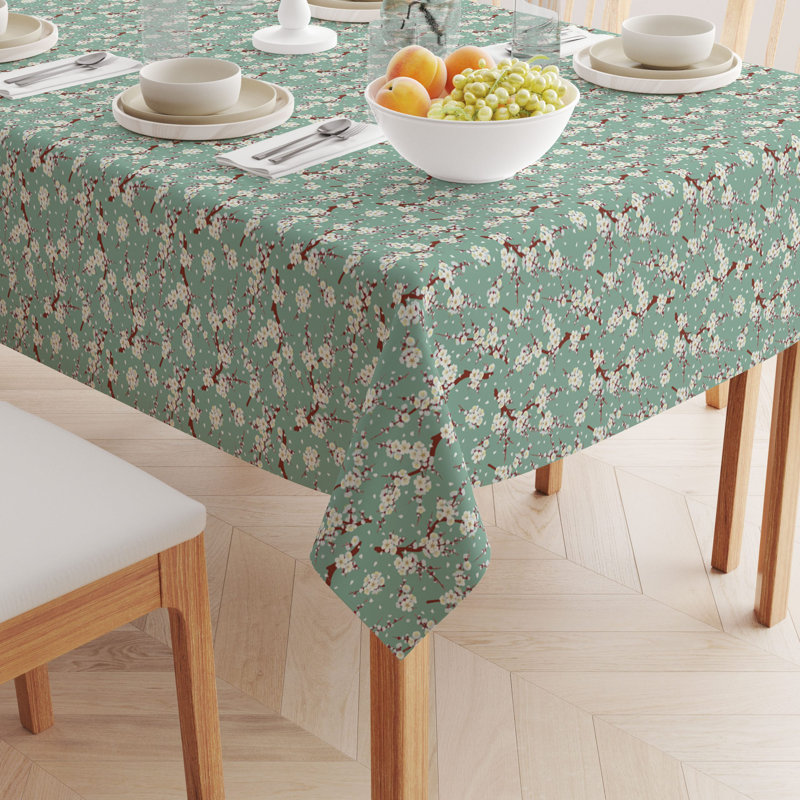 Rectangular Tablecloth, 100% Cotton, 52X104", Chinese Cherry Blossom, 104" L x 52" W