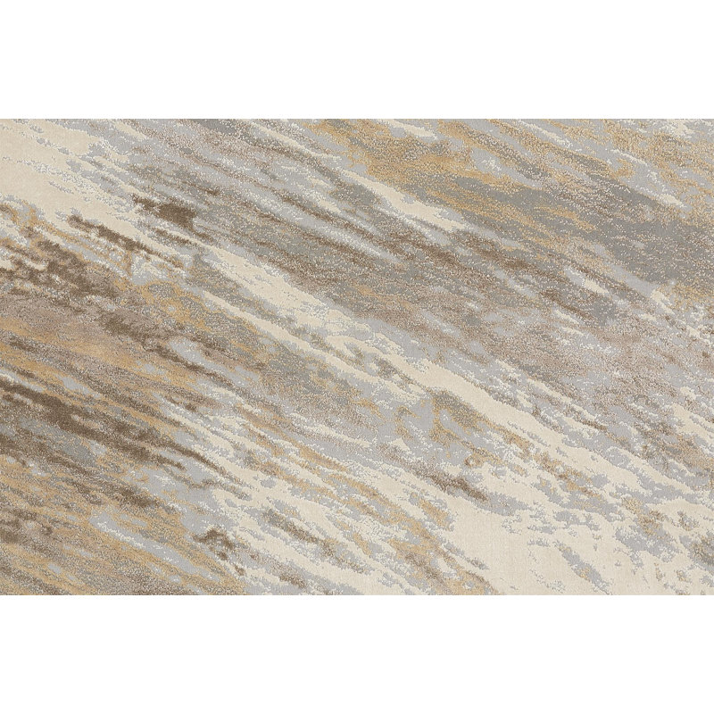 Tapis ivoire à motif abstrait Carbry, Rond 7 pi 9 po