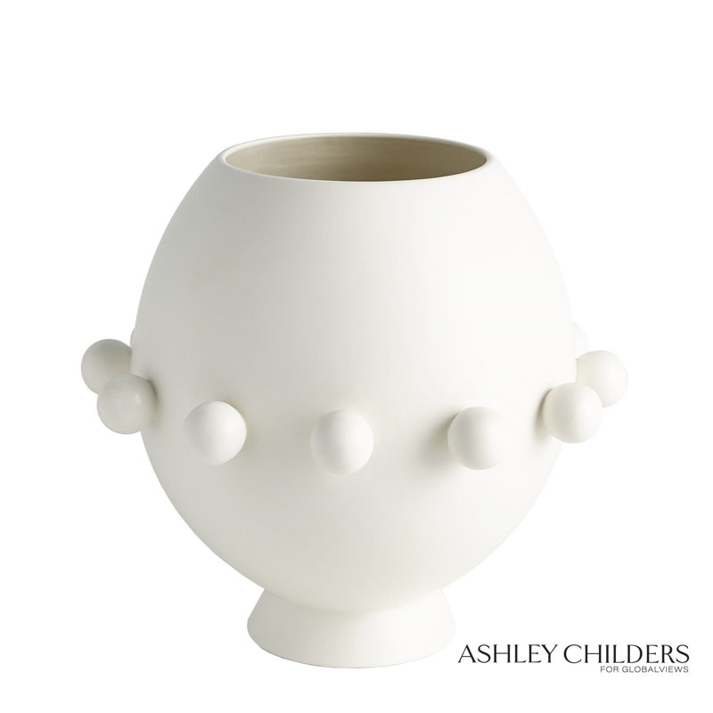 Spheres Collection Vase-Ivory, White