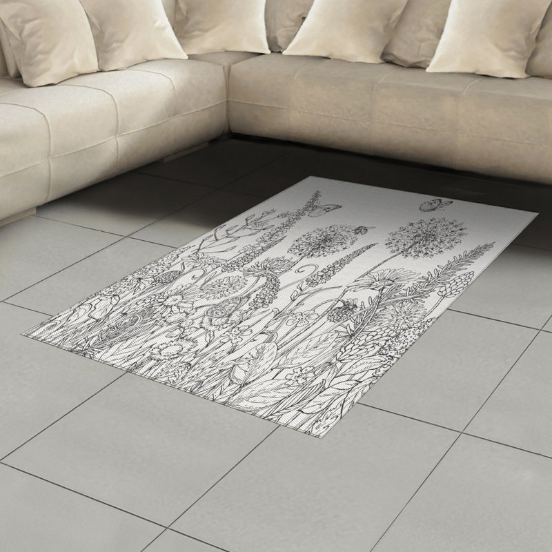 Tapis décoratif floral à haute densité en fibres de polyester, Rectangle— 4 pi x 5 pi 8 po