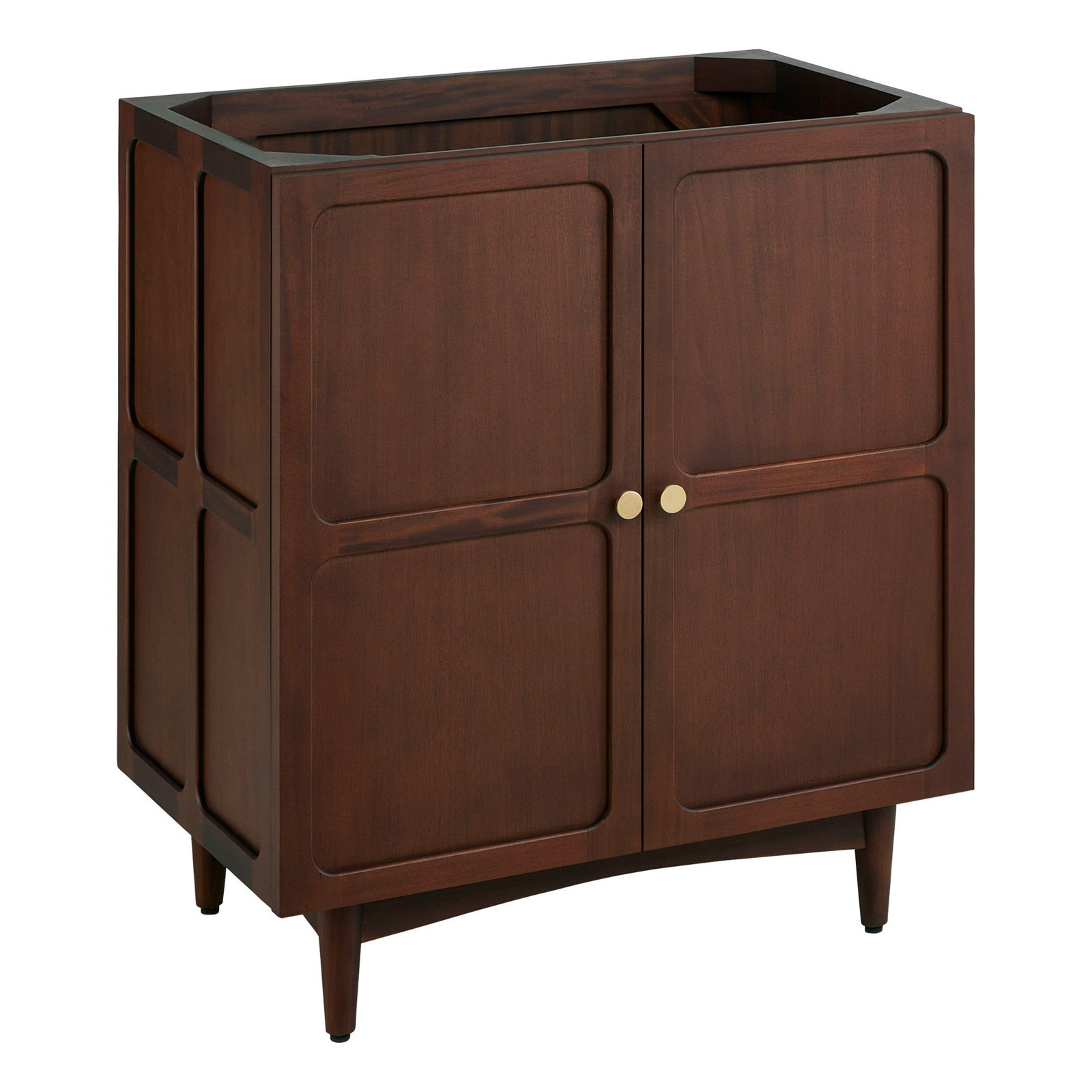Delavan 30" Mahogany Single Bathroom Vanity, Feathered White Quartz, 8" Widespread