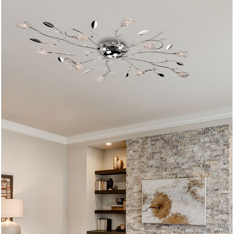 Cindy Glass Semi Flush Mount, Chrome