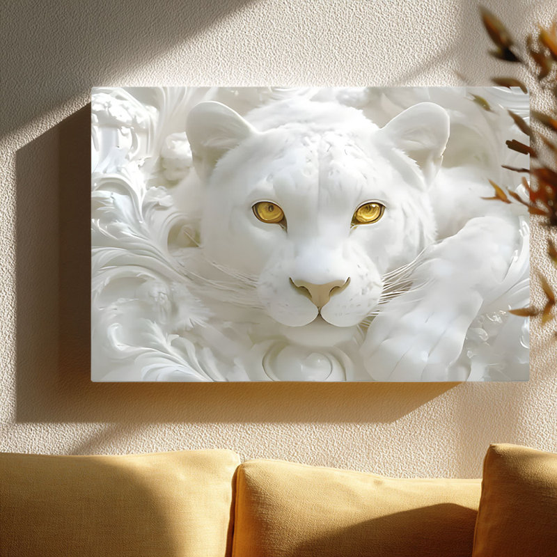 Sculpture sur toile White Panther, 32 * 24 pouces (80 * 60 * 2cm)