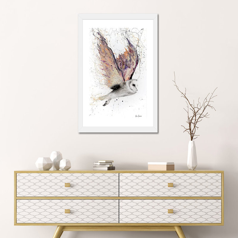 «Heart Winged Owl» par Ashvin Harrison - impression, Papier encadré blanc, Blanc, H 24 po x l 16 po x P 1 po