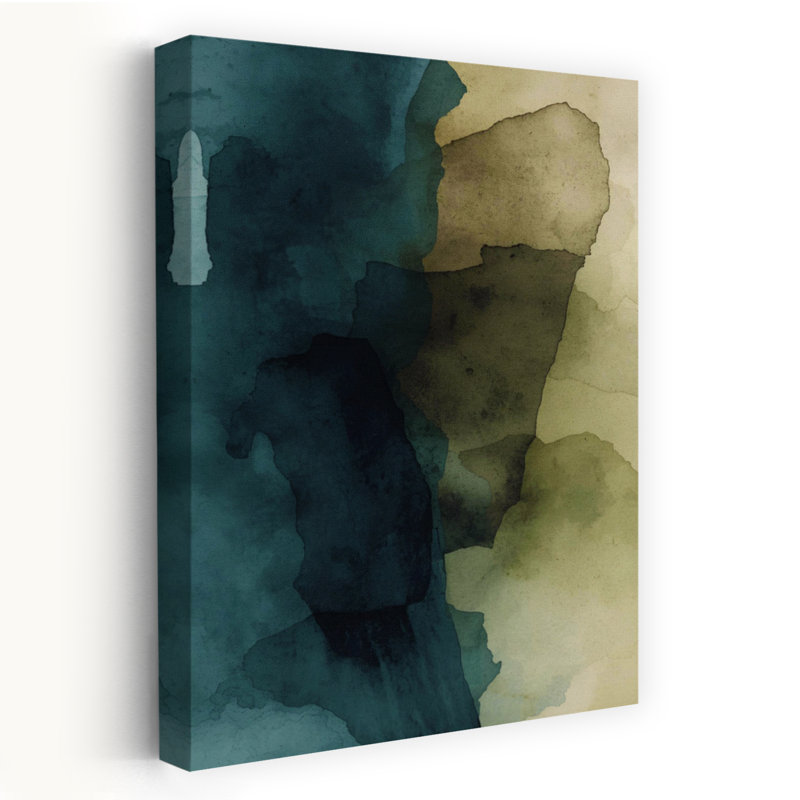 «Earthy Teal Flow», impression d'art contemporain contemporain naturel abstrait, 24" H x 16" W