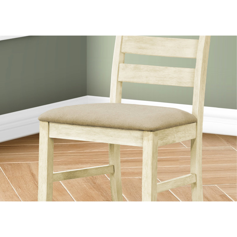 Chaise de salle à manger de style transitionnel 2, hauteur 38 po, lin blanc antique et beige, base en bois massif, chaises polyvalentes 2 pièces, haute, finition, aspect lin, structure