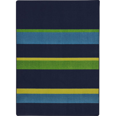 Tapis bleu marine à rayures droites et étroites