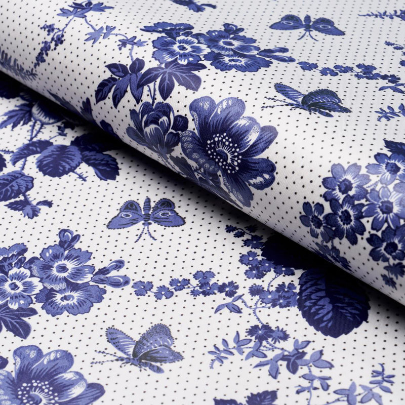Schumacher X Rita Konig Sibyl Chintz Fabric, Blue