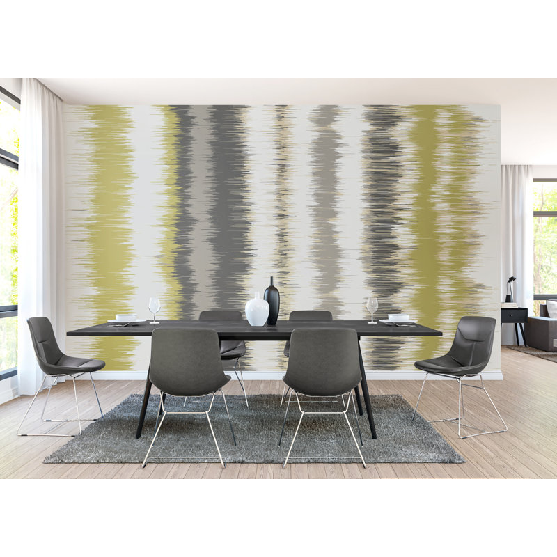 17 Stories Linear Stripe Matte Roll, 300cm L x 240cm W, Olive Green/Charcoal