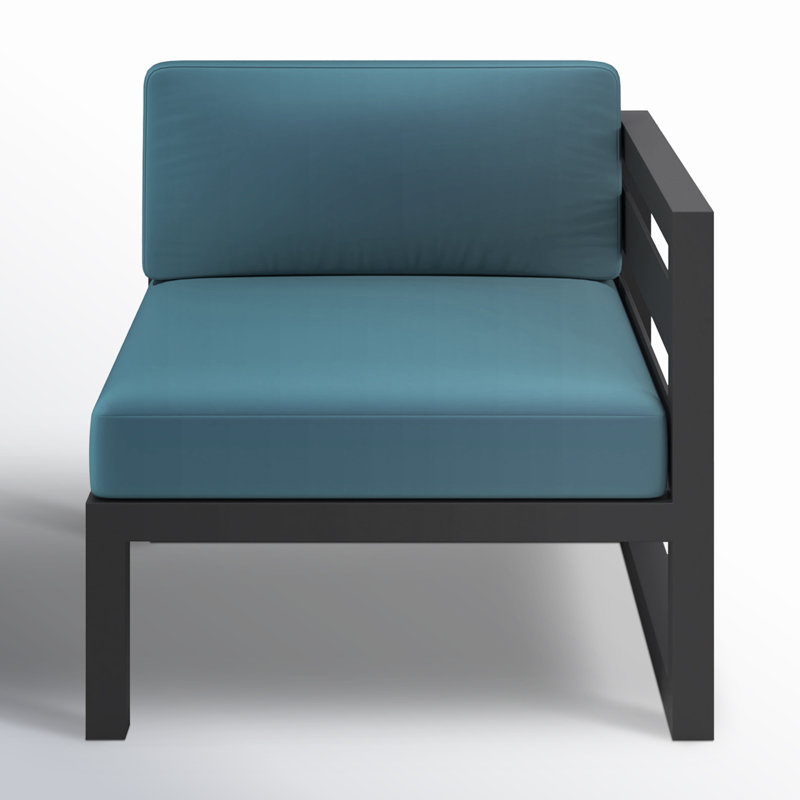 Avion Patio Chair with Sunbrella Cushions, Cast Lagoon Sunbrella® Plainweave, Black