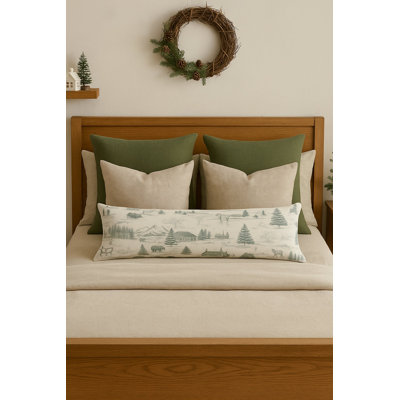 Coussin en lin vert 14 x 40