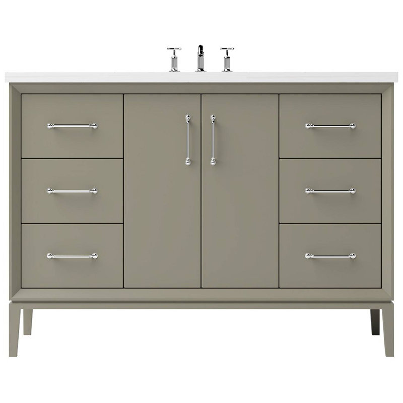 Alexandra Single Extra Wide Bath Vanity, French Olive, 48", Polished Chrome