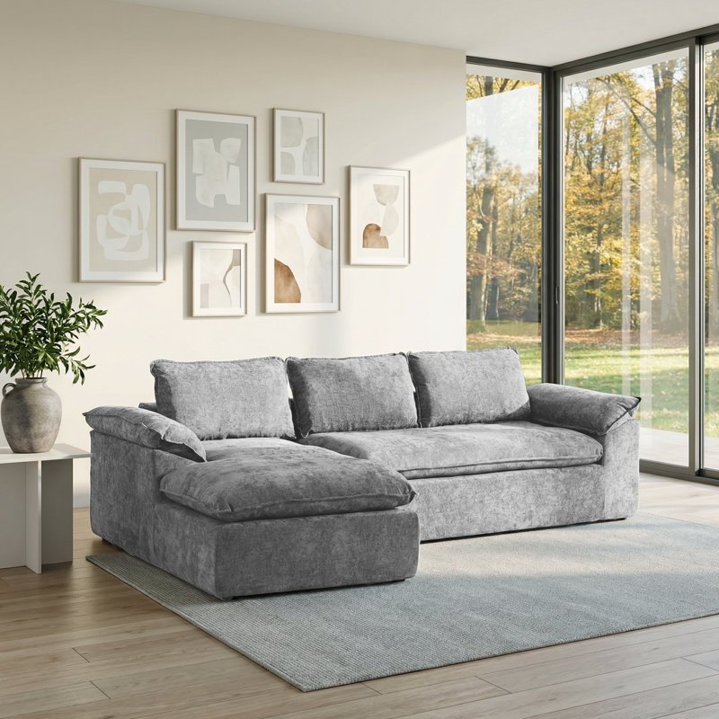 Canapé modulaire en L Cozy Modern, Gris clair