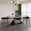 Ensemble de table de salle à manger extensible 9 pièces en pierre frittée avec 8 accoudoirs en tissu Doinita-1264389844-1234814137
