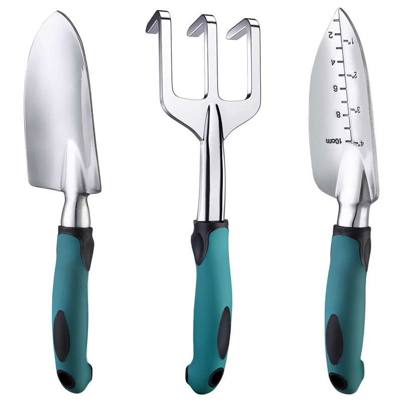 Ensemble d'outils de jardin en aluminium 3 pièces, Sarcelle