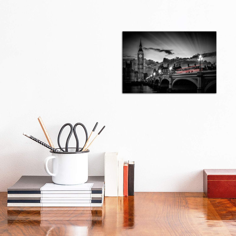 London Westminster Bridge At Sunset by Melanie Viola - Wrapped Canvas Print, 20.32 cm H x 30.48 cm W