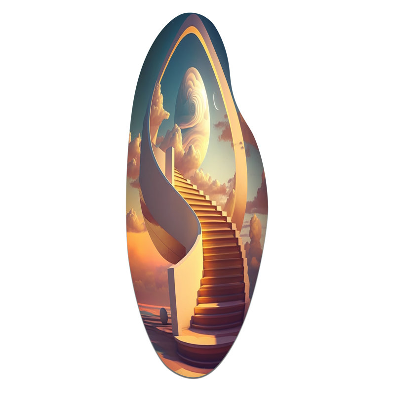Stairs To Heaven II - Paysage mural de forme religieuse en métal, H 38 po x l 15 po