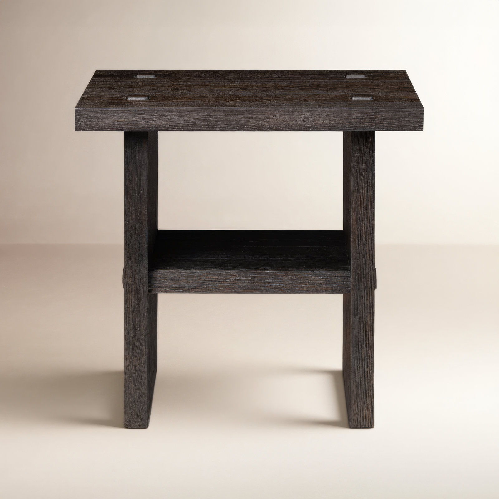 Zeno End Table, Cracked Smoked Black Veneer