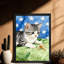 Art mural encadré noir avec chatons et insectes rétro-1580211473