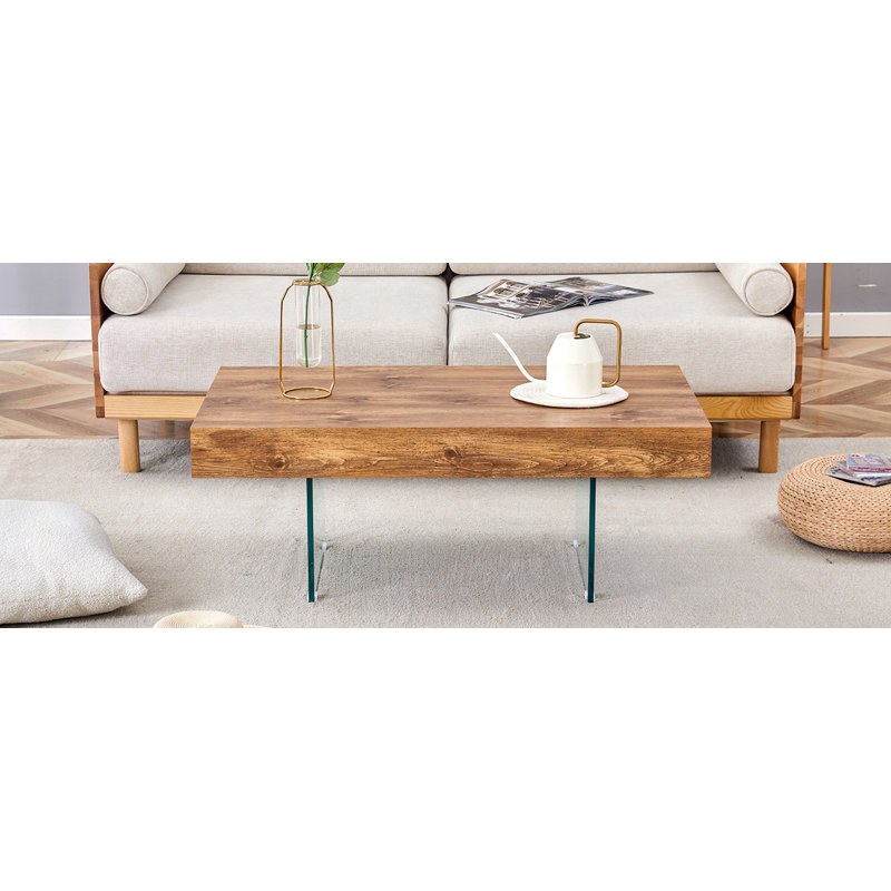 Table basse en MDF de style naturel, H 15 po x L 39,3 po x l 21,6 po, Naturel