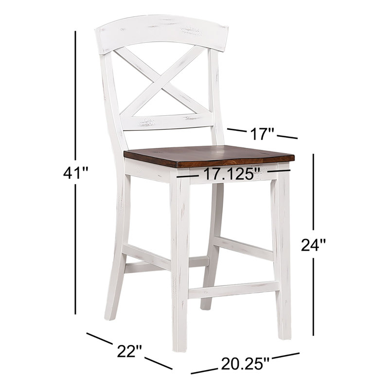 Tabouret de comptoir 24 po Claudell, Brun, Blanc