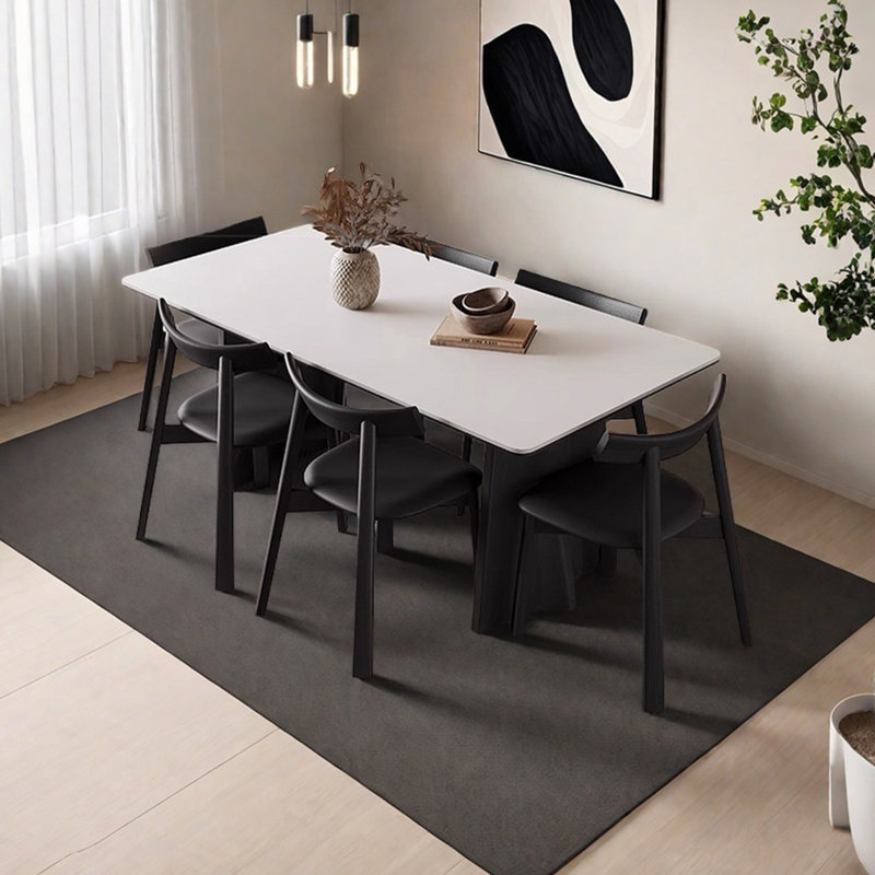 Table de salle à manger noire en bois massif, H 29,52 po x L 59,05 po x l 31,49 po