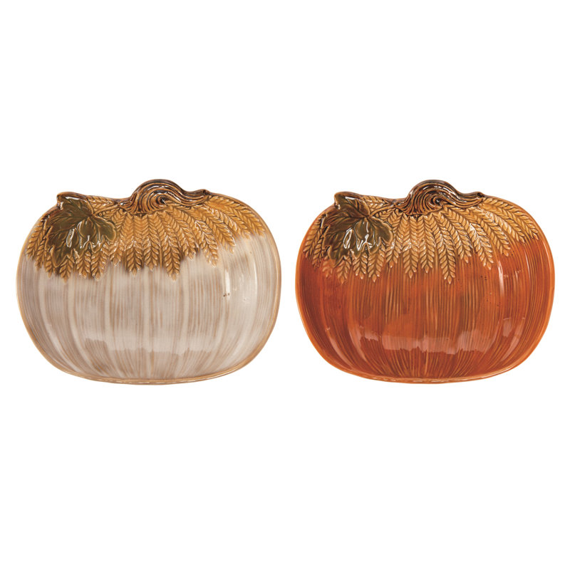  Ensemble de 2 décorations d'automne / récolte en céramique