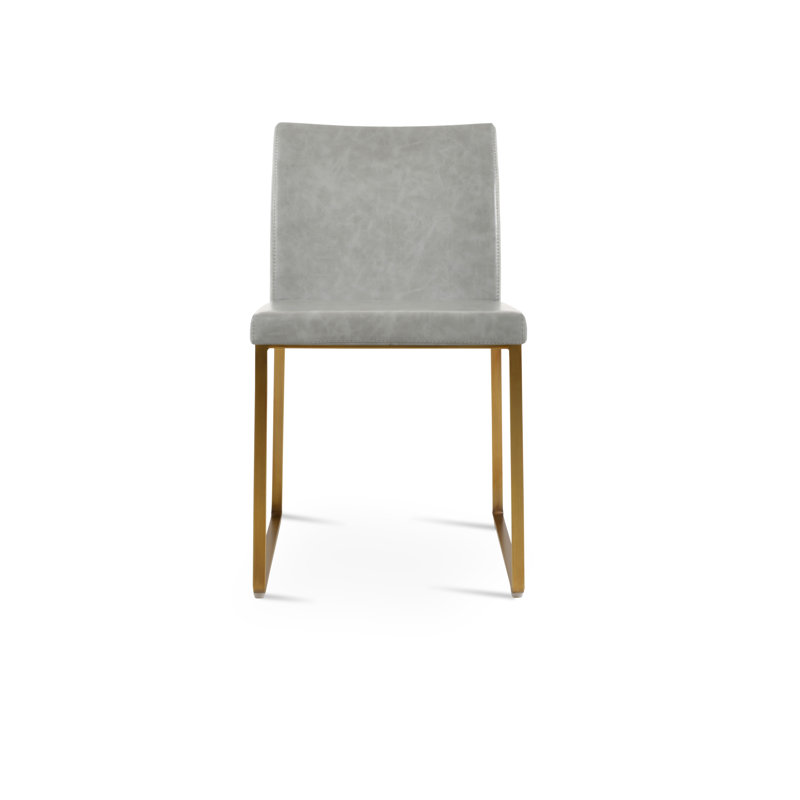 Chaise de salle à manger Aria, Laine marron foncé, Laiton