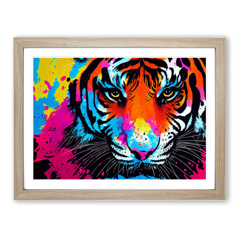 Tiger Splash Vol.6 Abstract - Single Picture Frame Print, 25cm H x 34cm W x 2cm D, Oak