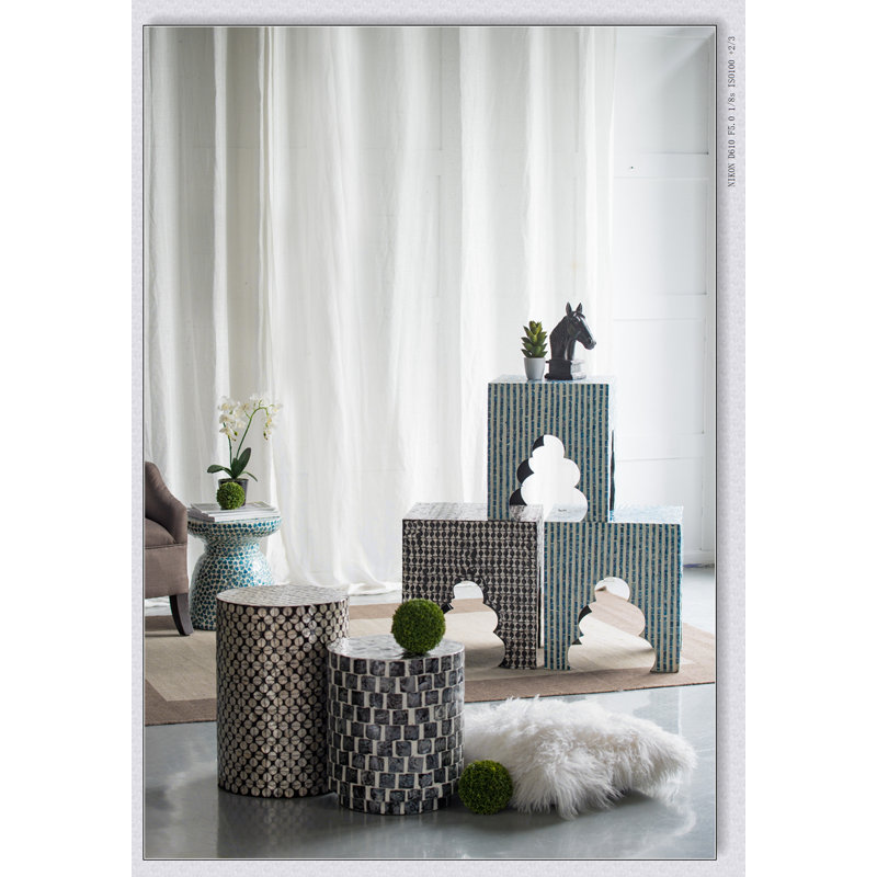 Tabouret de jardin cylindrique avec table d'appoint D14x20
