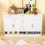 Buffet Farmhouse avec tablette réglable, 3 tiroirs, 4 portes et compartiments ouverts-1359142404