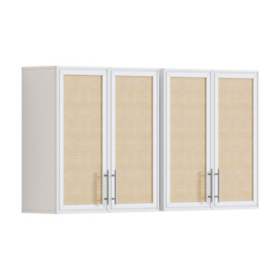 Wall Mounted Cabinet with Rattan Doors