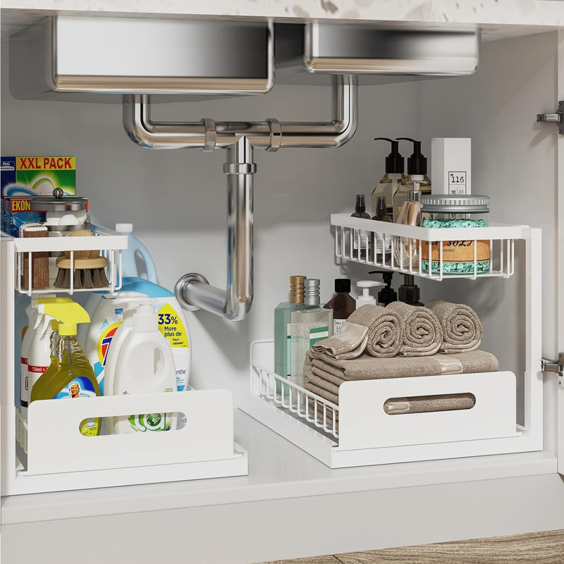 Steel Under Sink Organizer, Matte Black