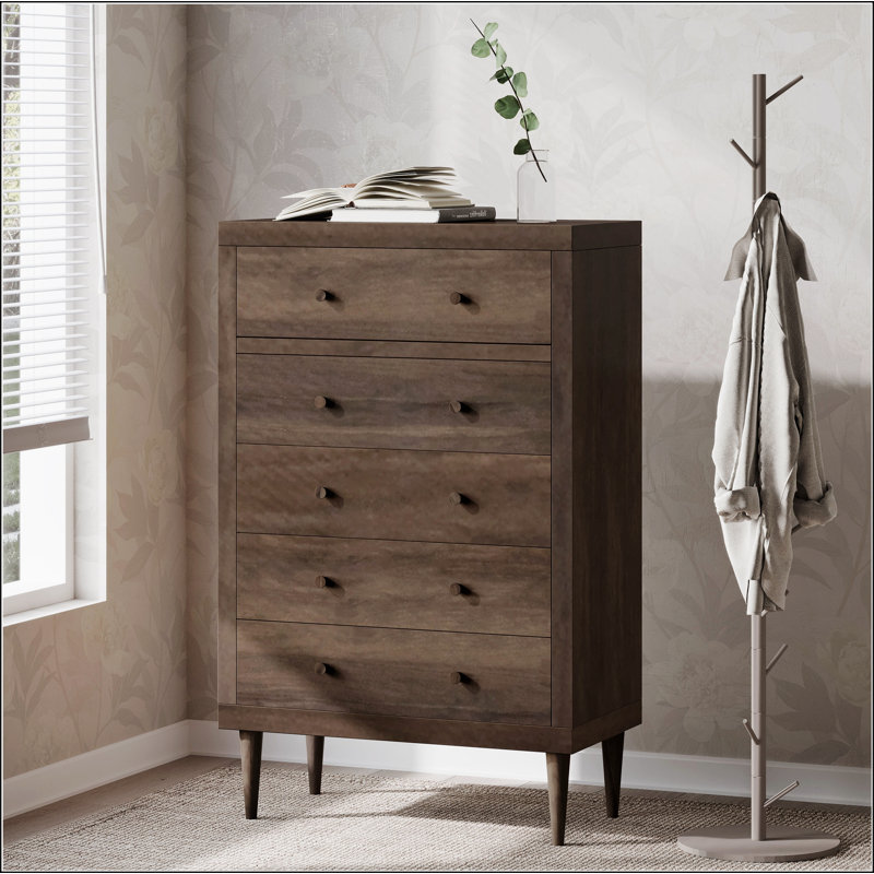 Commode 5 tiroirs Nordic, Brun